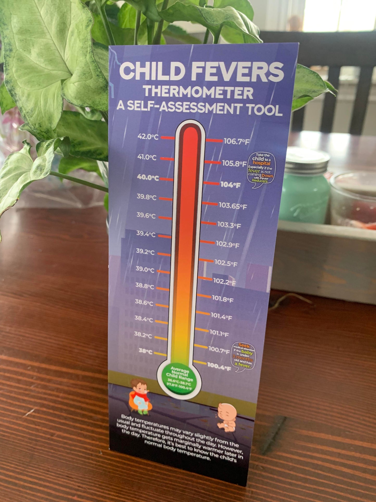 Child Fever Thermometer, A Self Assessment Tool, Book Mark, Infographic