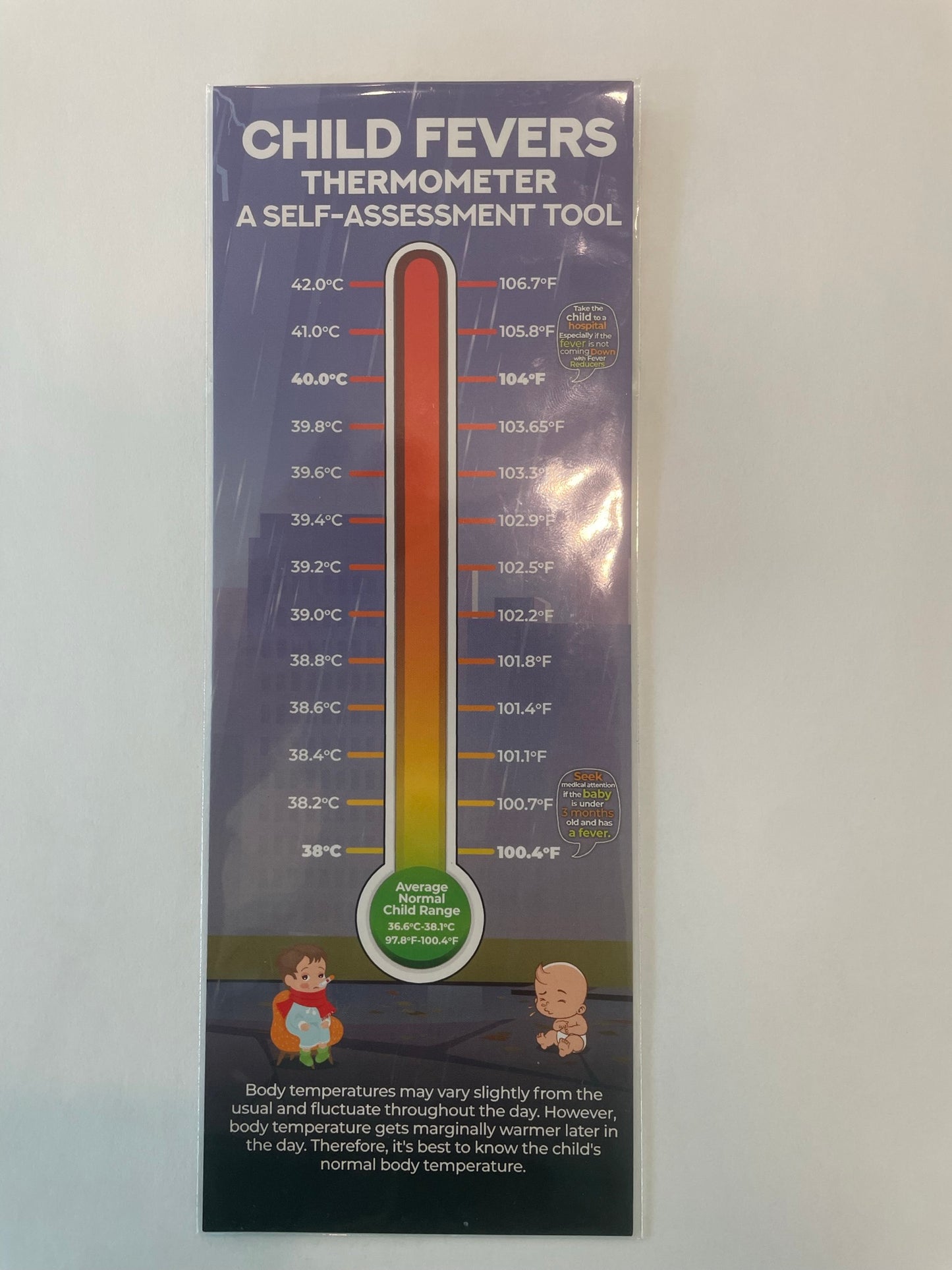 Child Fever Thermometer, A Self Assessment Tool, Book Mark, Infographic
