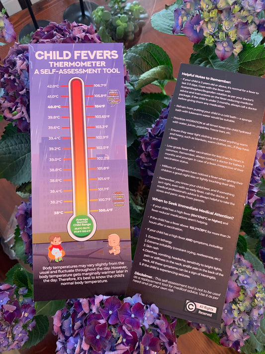 Child Fever Thermometer, A Self Assessment Tool, Book Mark, Infographic
